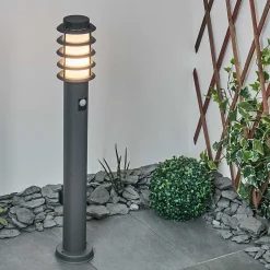 Borne Lumineuse Caserta Anthracite, 1 Lumiere, Detecteur De Mouvement