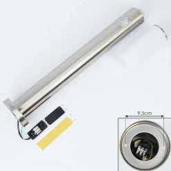 Borne Lumineuse Caserta Nickel Mat, Blanc, 1 Lumiere, Detecteur De Mouvement