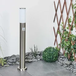 Borne Lumineuse Caserta Nickel Mat, Blanc, 1 Lumiere, Detecteur De Mouvement