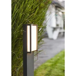 Borne Lumineuse Lutec Qubo Led Anthracite, 1 Lumiere, Changeur De Couleurs