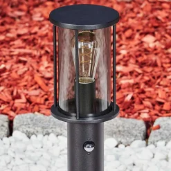 Borne Lumineuse Sumalao Noir, 1 Lumiere, Detecteur De Mouvement