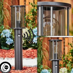 Borne Lumineuse Sumalao Noir, 1 Lumiere, Detecteur De Mouvement