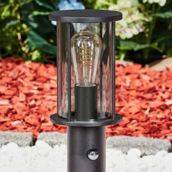 Borne Lumineuse Sumalao Noir, 1 Lumiere, Detecteur De Mouvement