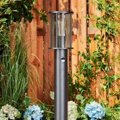 Borne Lumineuse Sumalao Noir, 1 Lumiere, Detecteur De Mouvement