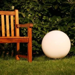 Boule Lumineuse De Jardin 40 Cm Blanc, 1 Lumiere