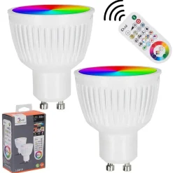 Idual Gu10 Led Rgb 6,5 Watt 2200-6500 Kelvin 345 Lumen Lot De 2 Avec Telecommande