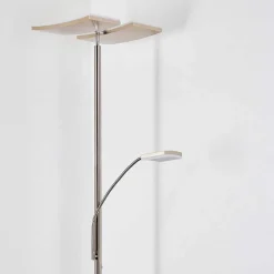 Lampadaire A Vasque Thyolo Led Acier Brosse, 2 Lumieres