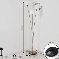 Lampadaire Alsen Nickel Mat, 3 Lumieres