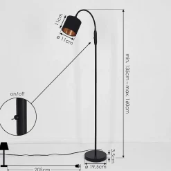 Lampadaire Alsen Noir, 1 Lumiere