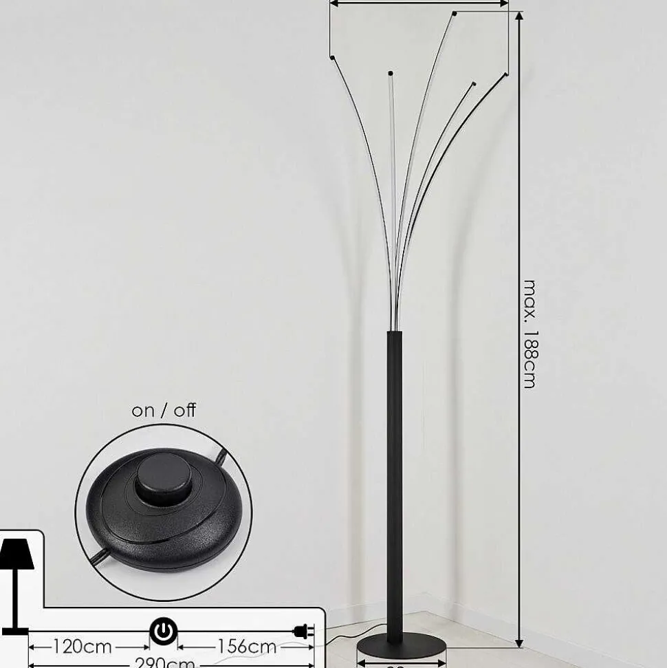 Lampadaire Bakersfield Led Noir, Blanc, 1 Lumiere