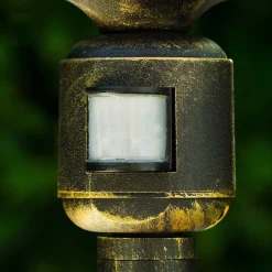 Lampadaire Exterieur Bristol Or, Laiton, 1 Lumiere, Detecteur De Mouvement