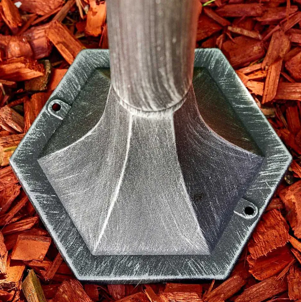 Lampadaire Exterieur Lignac Noir, Argente, 1 Lumiere, Detecteur De Mouvement