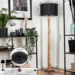 Lampadaire Saladillo Ecru, Noir, 1 Lumiere