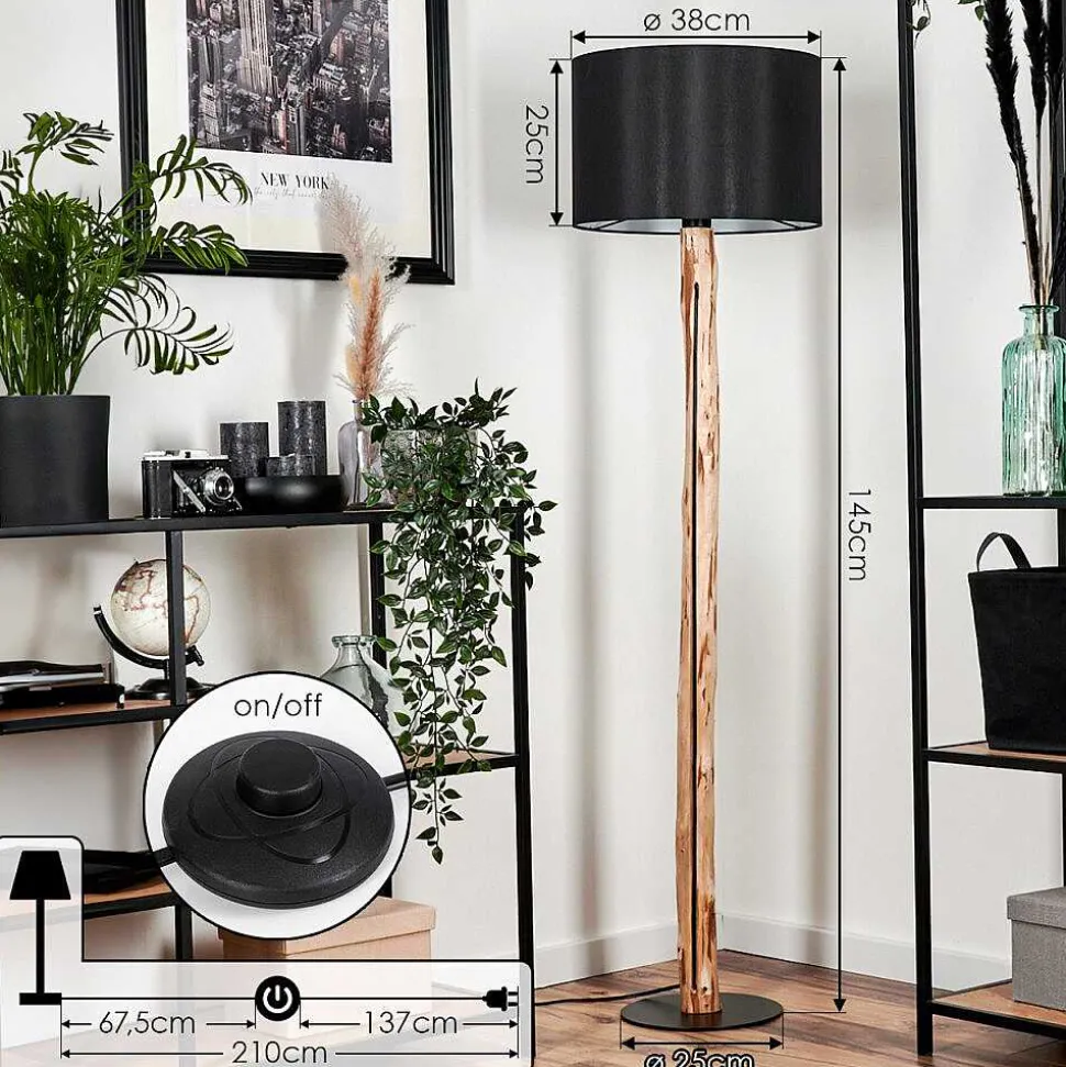 Lampadaire Saladillo Ecru, Noir, 1 Lumiere