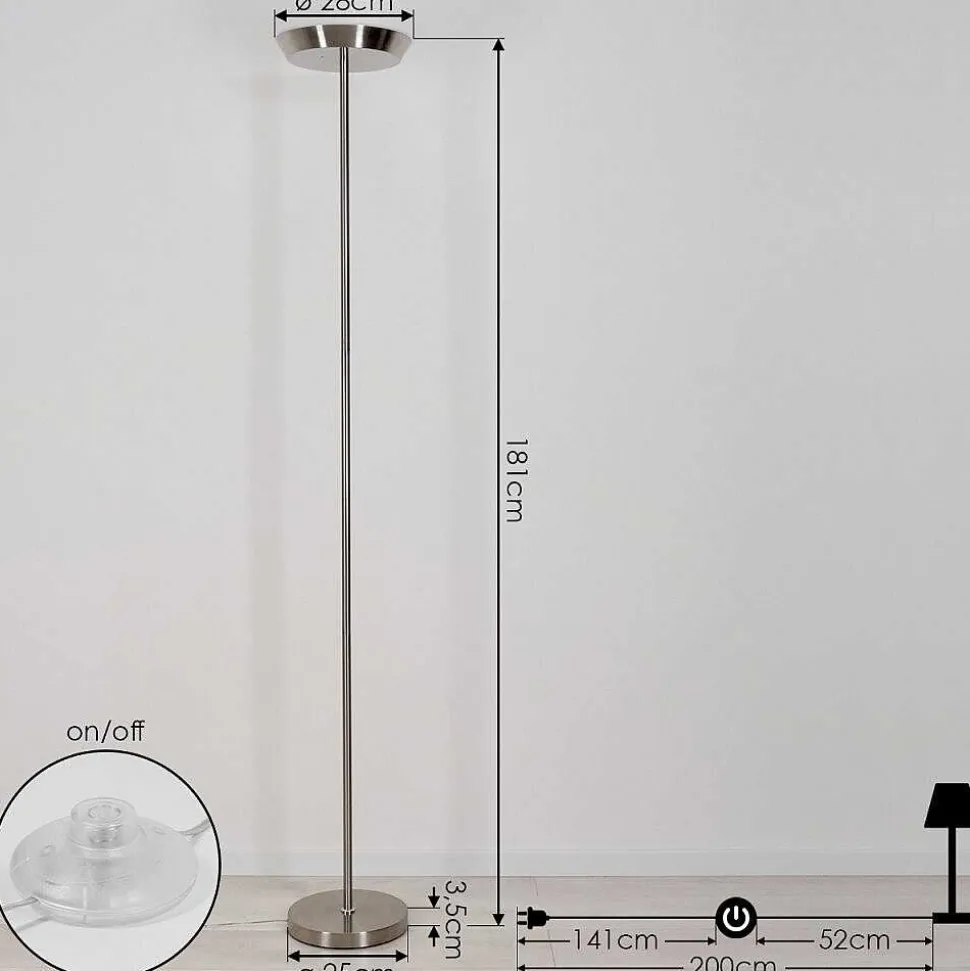 Lampadaire Theron Led Nickel Mat, 1 Lumiere, Telecommandes