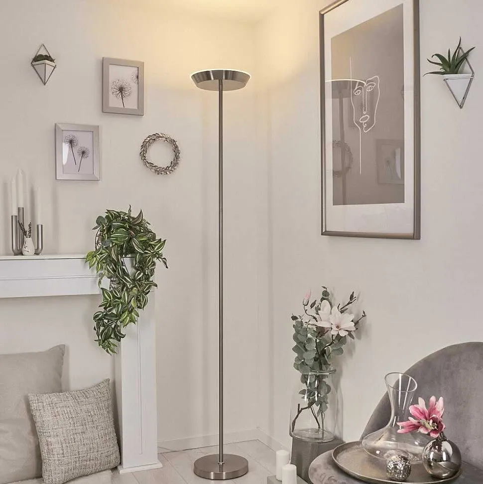 Lampadaire Theron Led Nickel Mat, 1 Lumiere, Telecommandes