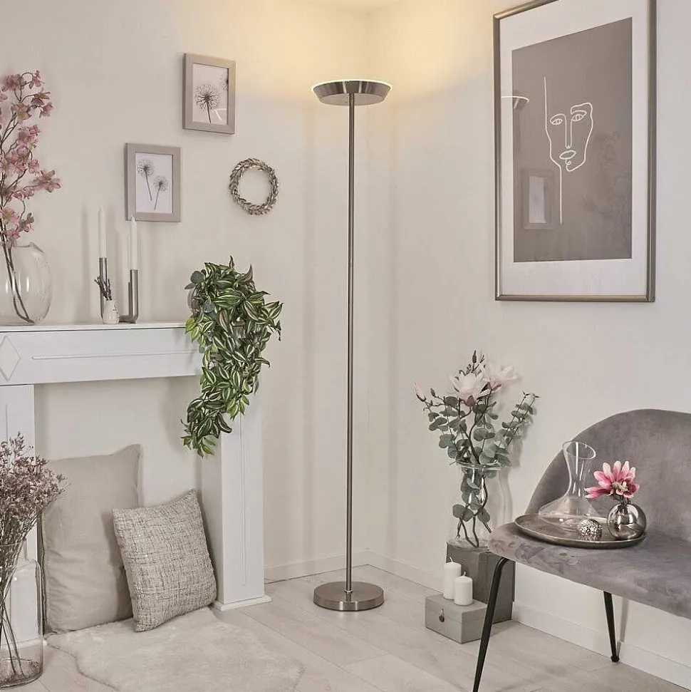 Lampadaire Theron Led Nickel Mat, 1 Lumiere, Telecommandes