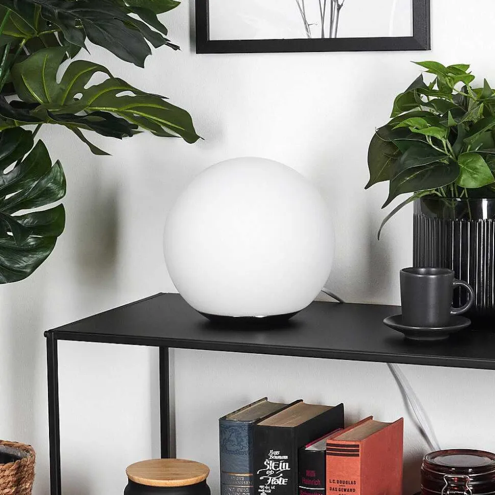 Lampe De Table Idual Dahlia Led Nickel Mat, 1 Lumiere, Telecommandes, Changeur De Couleurs