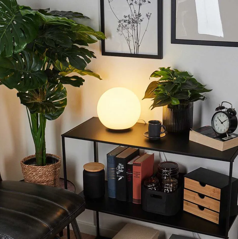 Lampe De Table Idual Dahlia Led Nickel Mat, 1 Lumiere, Telecommandes, Changeur De Couleurs