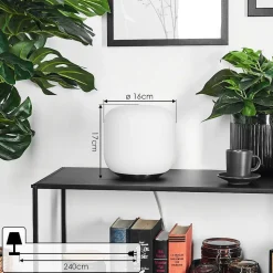 Lampe De Table Idual Thyme Led Nickel Mat, 1 Lumiere, Telecommandes, Changeur De Couleurs