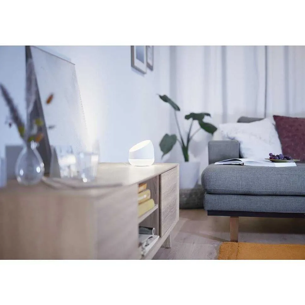 Lampe De Table Philips Wiz Squire Led Blanc, 1 Lumiere, Telecommandes, Changeur De Couleurs