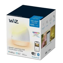 Lampe De Table Philips Wiz Squire Led Blanc, 1 Lumiere, Telecommandes, Changeur De Couleurs