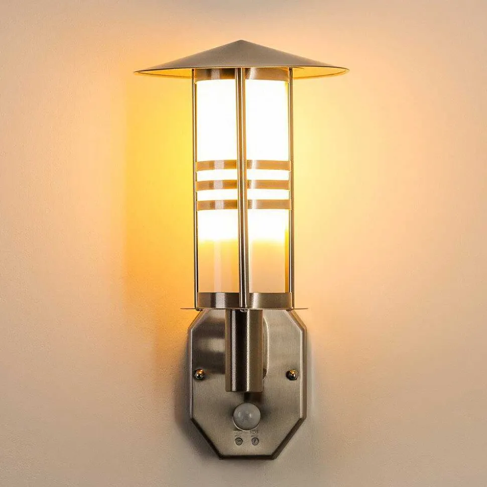 Lampe Murale D'Exterieur Forli Acier Inoxydable, 1 Lumiere, Detecteur De Mouvement