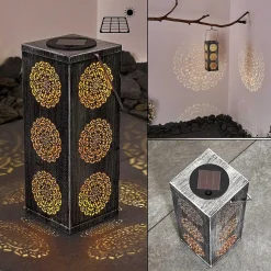 Lampe Solaire Ajman Led Cuivre, Argente, 1 Lumiere