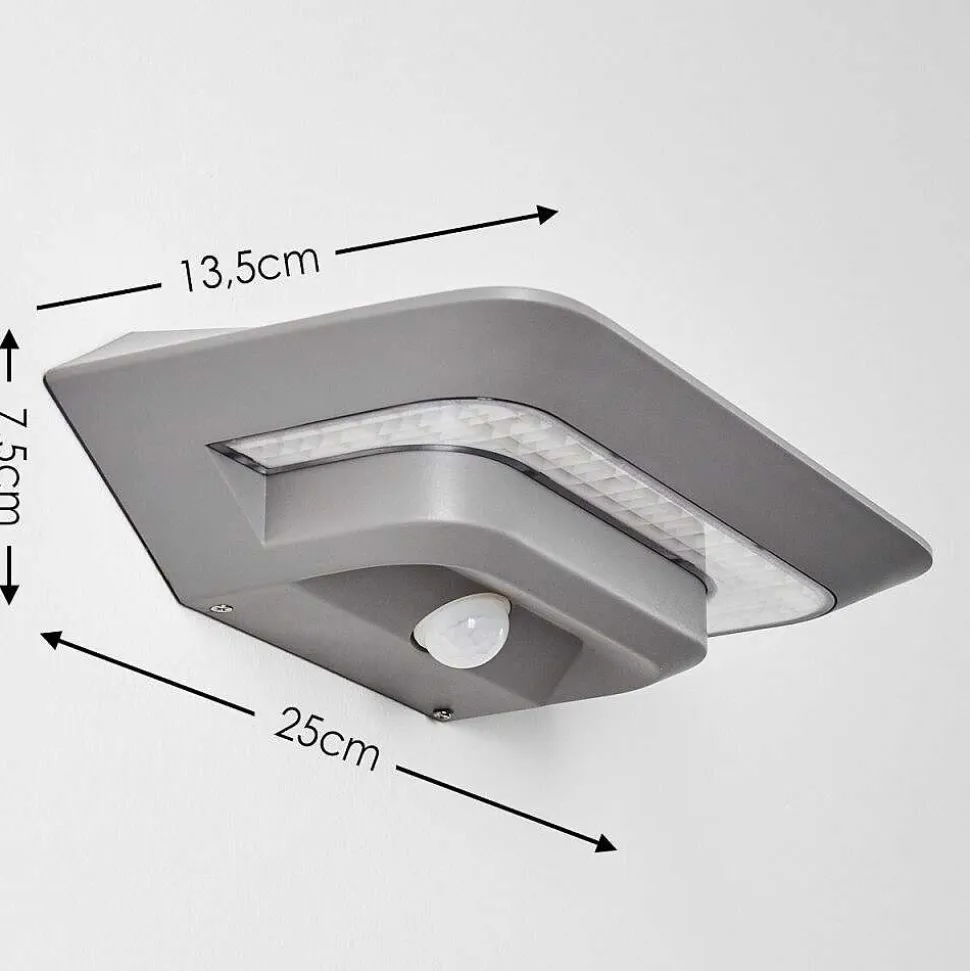 Lampe Solaire Camden Led Gris, 1 Lumiere, Detecteur De Mouvement