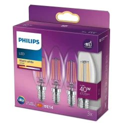 Led 3Er Pack E14 40 Watt 2700 Kelvin 470 Lumen Philips