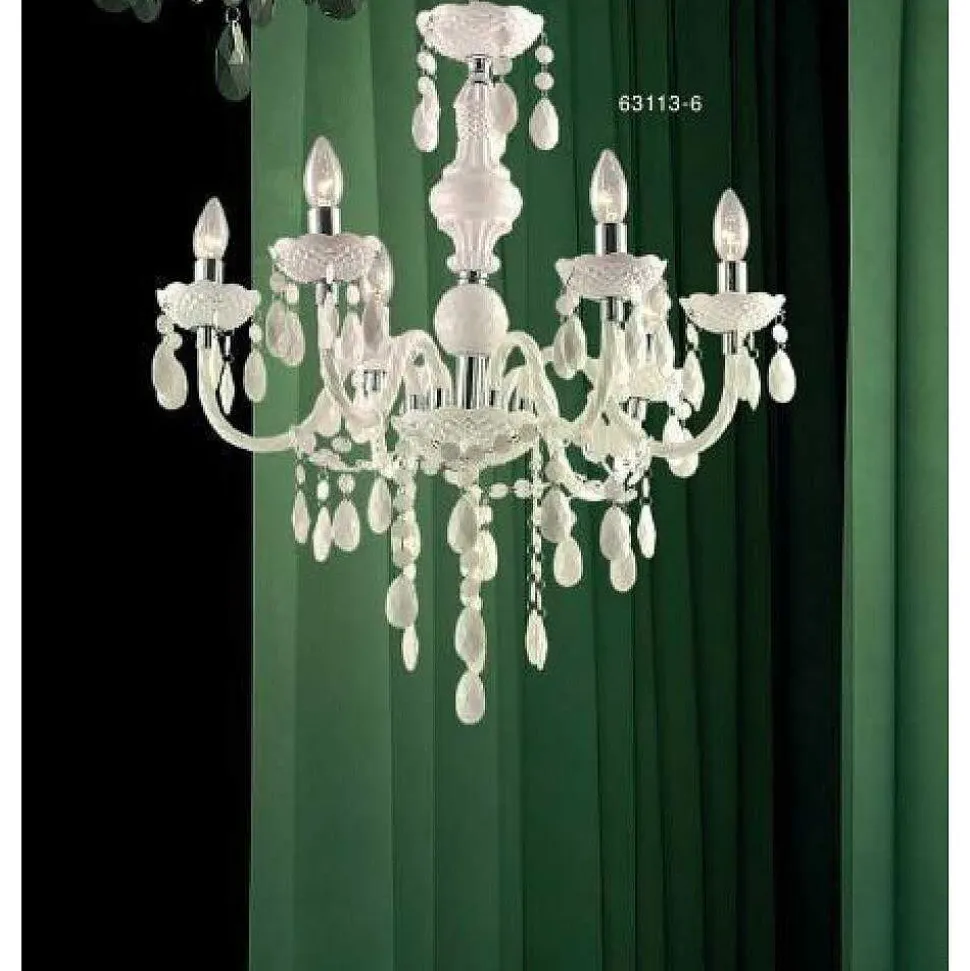 Lustre Globo Cuimbra I Chrome, Blanc, 6 Lumieres