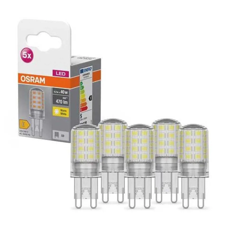 Osram Led Base Pin Lot De 5 Led G9 4,2 Watt 2700 Kelvin 470 Lumen