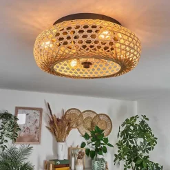 Plafonnier 50 Cm Bauro Noir, 4 Lumieres, Telecommandes