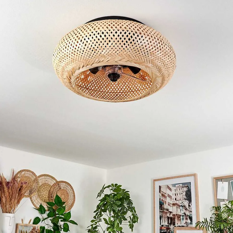 Plafonnier 50 Cm Bauro Noir, 4 Lumieres, Telecommandes