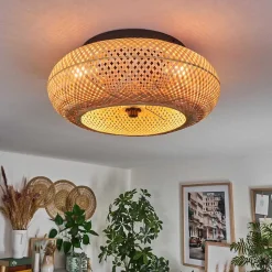 Plafonnier 50 Cm Bauro Noir, 4 Lumieres, Telecommandes