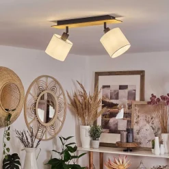 Plafonnier Alsen Ecru, Noir, 2 Lumieres