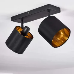 Plafonnier Alsen Noir Dore, 2 Lumieres