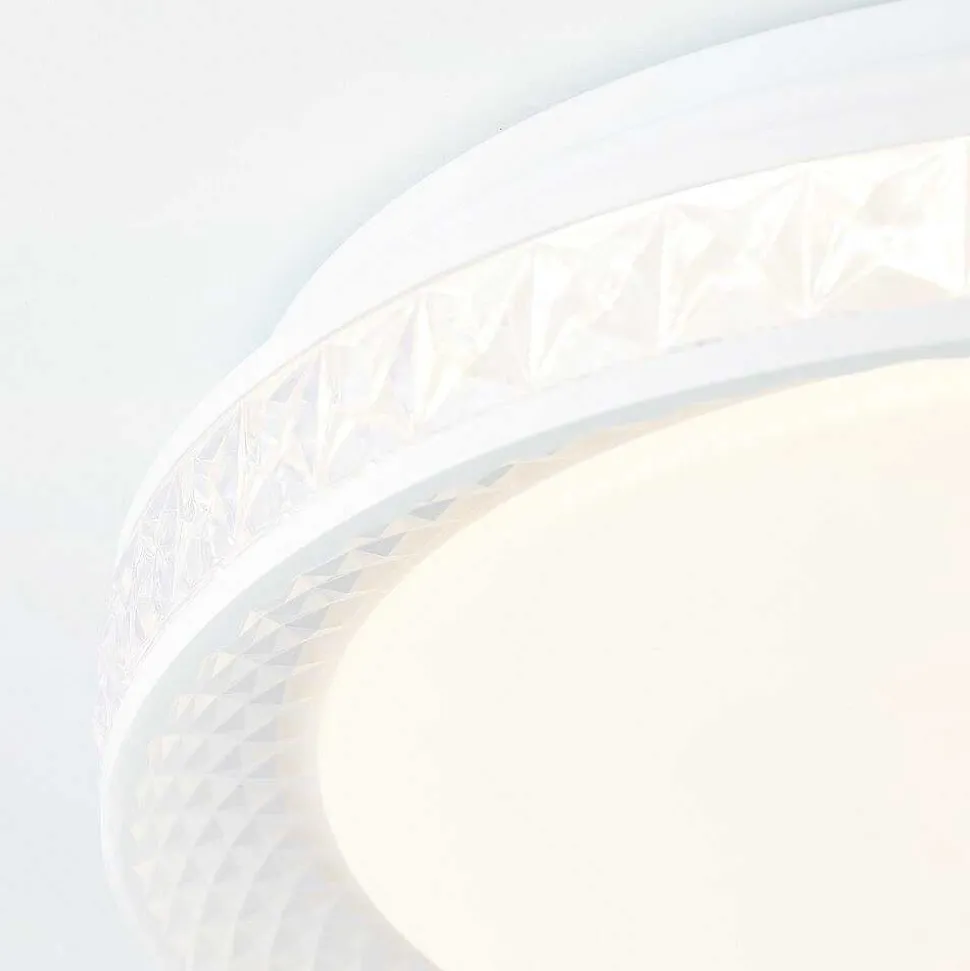 Plafonnier Brilliant Burlie Led Blanc, 1 Lumiere, Telecommandes, Changeur De Couleurs