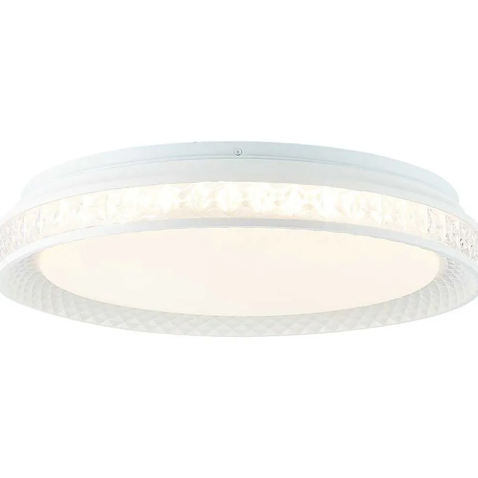 Plafonnier Brilliant Burlie Led Blanc, 1 Lumiere, Telecommandes, Changeur De Couleurs