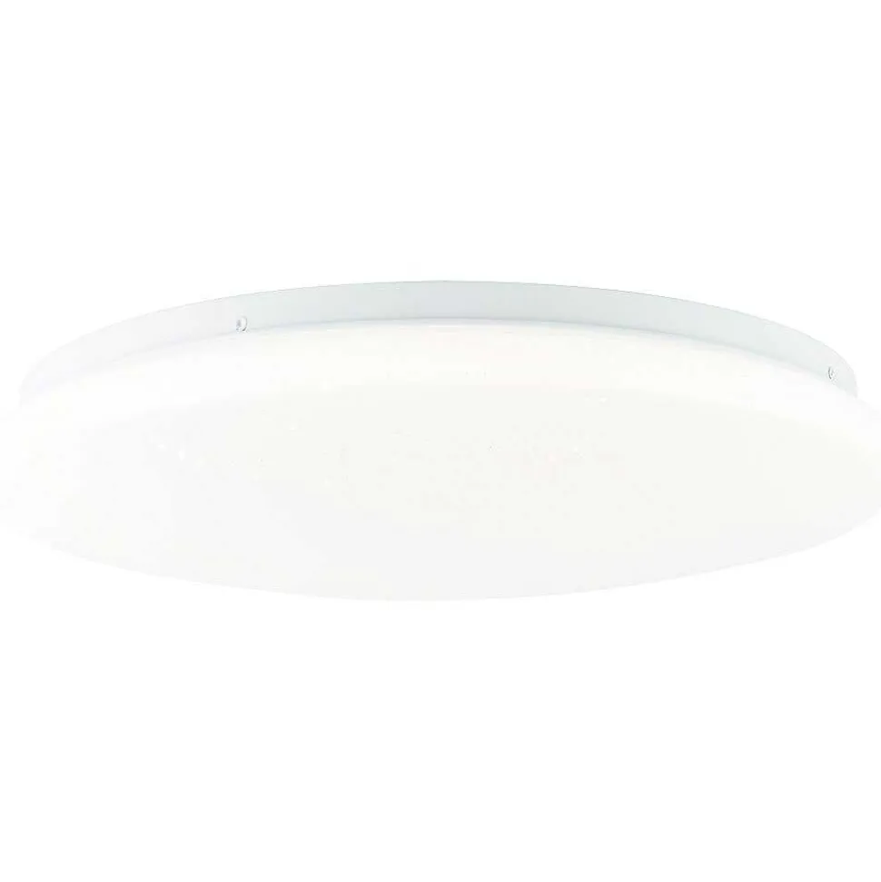 Plafonnier Brilliant Heddy Led Blanc, 1 Lumiere, Telecommandes, Changeur De Couleurs