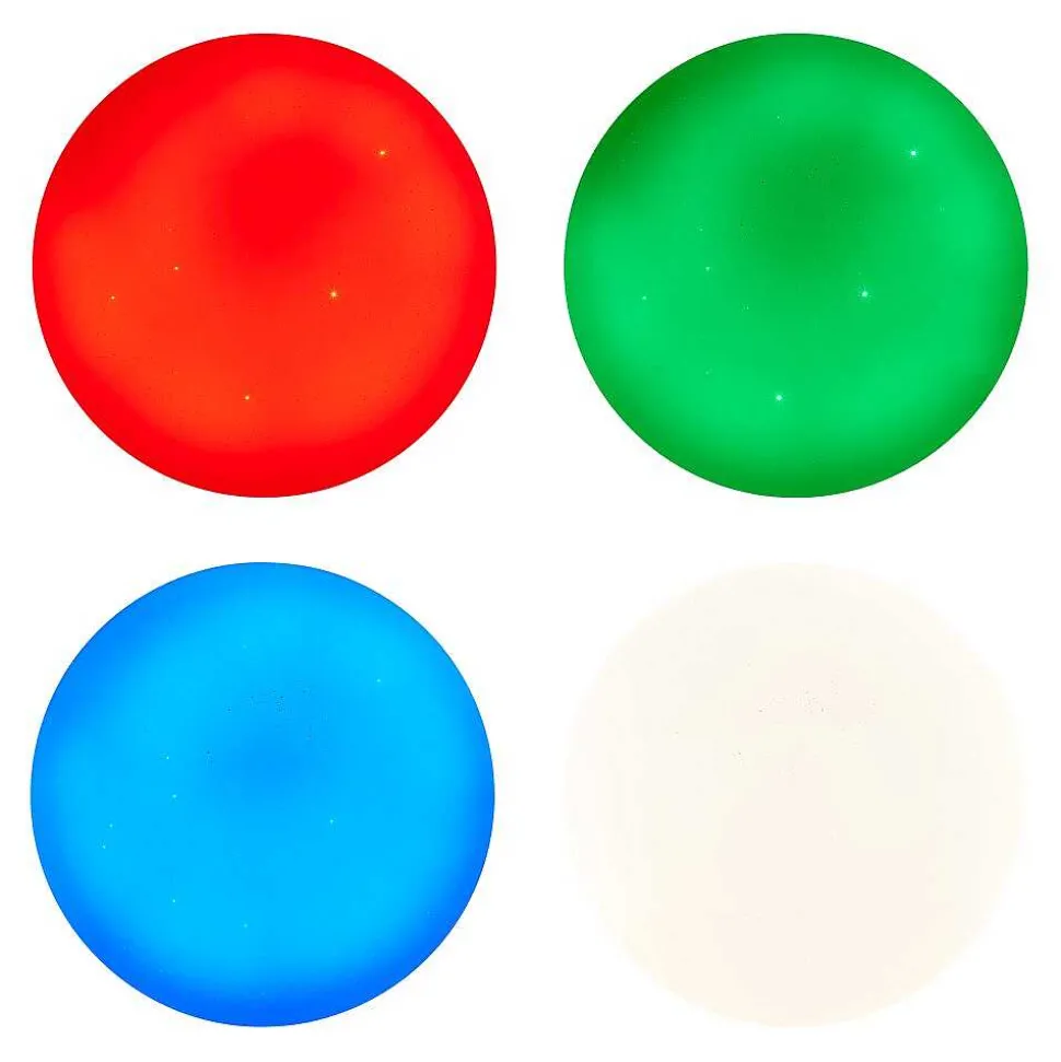 Plafonnier Brilliant Heddy Led Blanc, 1 Lumiere, Telecommandes, Changeur De Couleurs