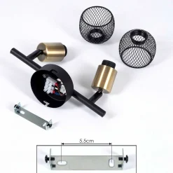 Plafonnier Cairns Vieux Laiton, Noir, 2 Lumieres