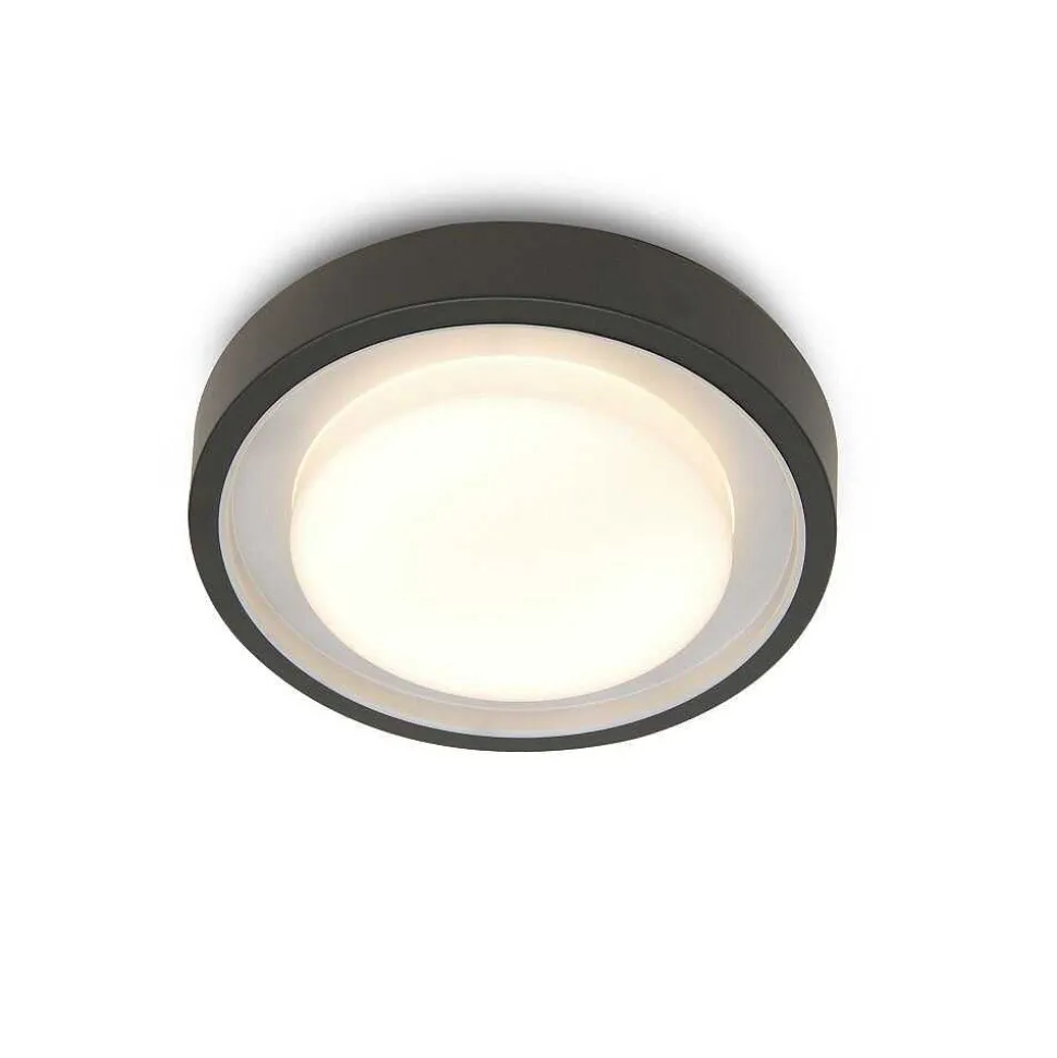 Plafonnier D'Exterieur Lutec Origo Led Anthracite, 1 Lumiere, Changeur De Couleurs