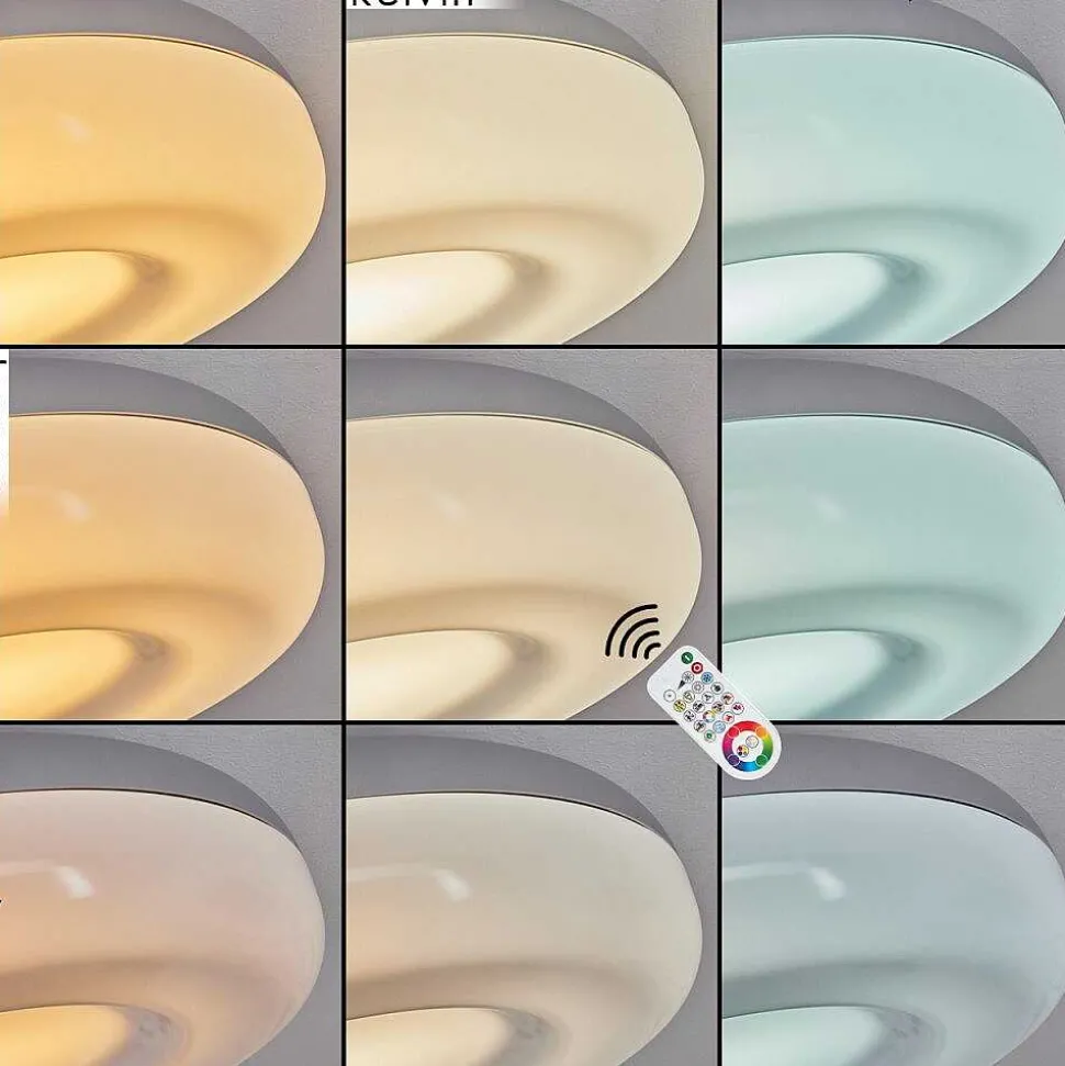 Plafonnier Idual Daphnis Led Argente, Blanc, 1 Lumiere, Telecommandes, Changeur De Couleurs