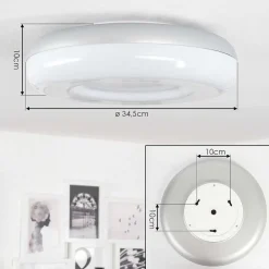 Plafonnier Idual Daphnis Led Argente, Blanc, 1 Lumiere, Telecommandes, Changeur De Couleurs