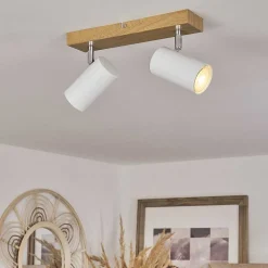 Plafonnier Javel Chrome, Couleur Bois, 2 Lumieres