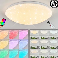 Plafonnier Melres Led Blanc, 1 Lumiere, Telecommandes