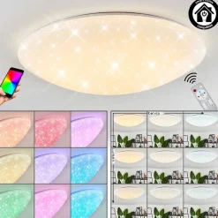 Plafonnier Melres Led Blanc, 1 Lumiere, Telecommandes