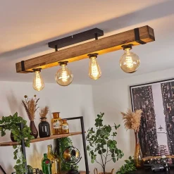 Plafonnier Montgomery Ecru, Noir, 4 Lumieres