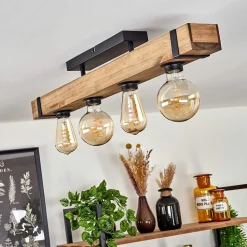 Plafonnier Montgomery Ecru, Noir, 4 Lumieres